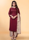 Maroon Colour Hit Designer Fancy Ethnic Wear Embroidery Heavy Ready Made Collection 42065